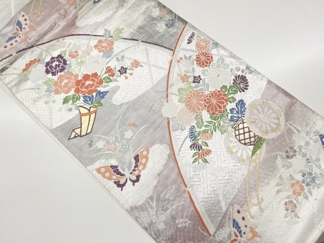 JAPANESE FUKURO OBI / WOVEN FLORAL CART